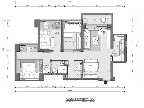  样板房cad平面图 