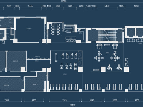  健身房瑜伽馆舞蹈室设计cad施工图 