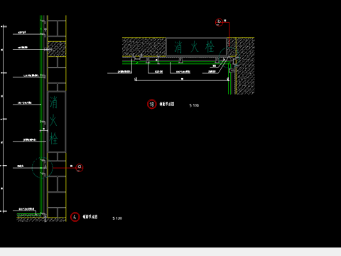  暗藏消火栓cad节点图 