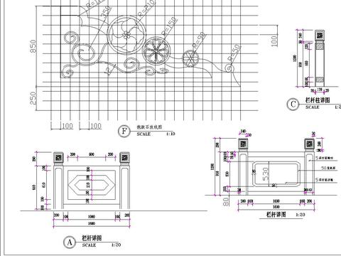  步行橋cad施工圖 
