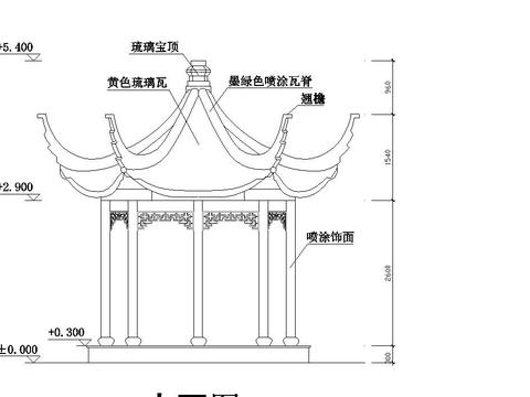  经典八角亭施工图 