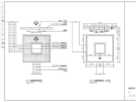  现代雕塑景墙cad大样图 