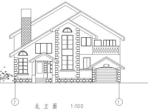  獨(dú)立別墅戶(hù)型CAD施工圖 