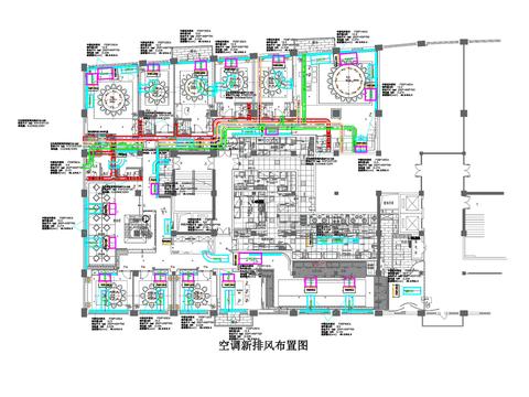  某1000㎡餐廳暖通cad平面圖 