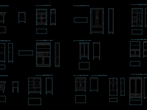  置物柜cad立面图 
