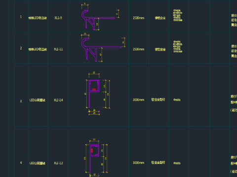  收口工艺LED收边条节点大样图 