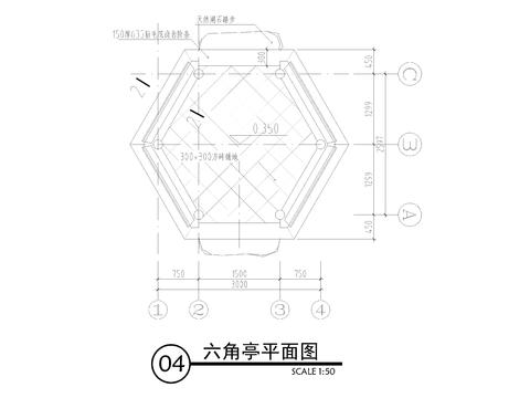  景觀六角亭CAD施工圖 
