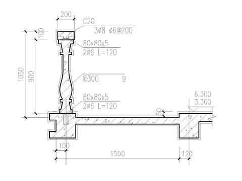  欧式栏杆cad大样图 