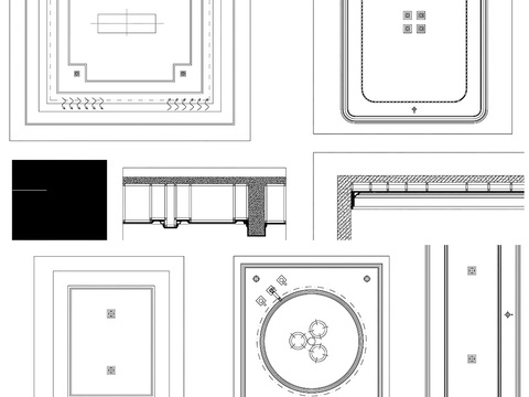  天花吊顶平面剖面图cad图库 