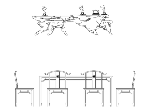  茶桌cad图库 