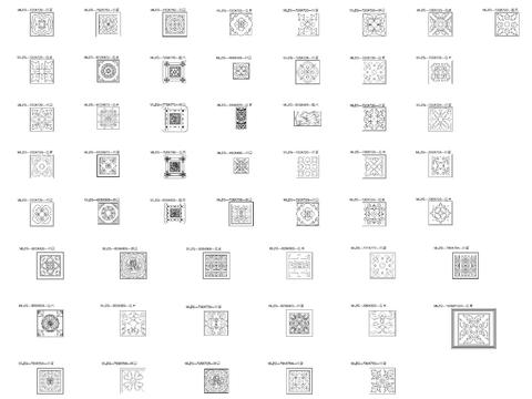  正方形中式图腾挂画立面cad图库 