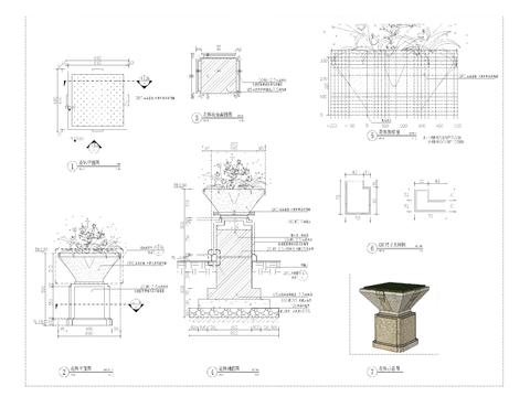 特色花钵详图cad大样图 