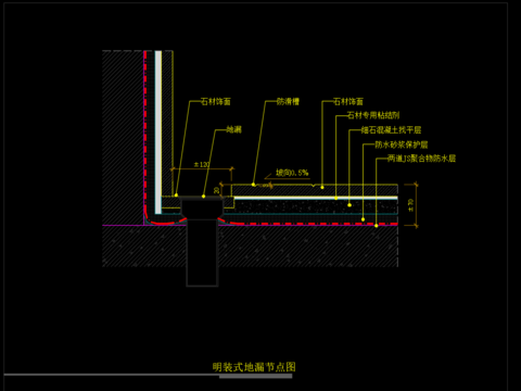  明装式地漏节点CAD施工图 