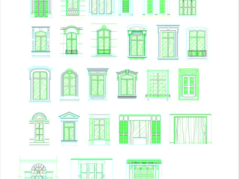  欧式传统建筑元素CAD图库 