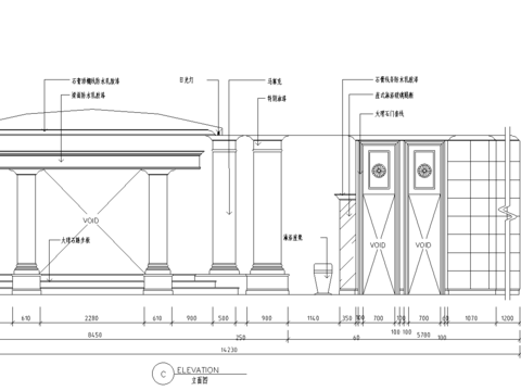  男宾桑拿湿区立面节点大样 