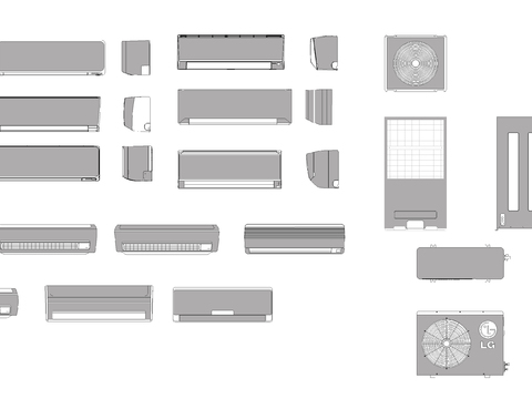  空调外挂机cad图库 
