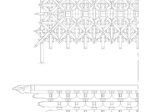  中式建筑构件如意斗拱大样图 