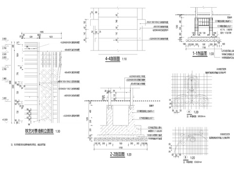  特色铁艺景墙CAD节点大样 