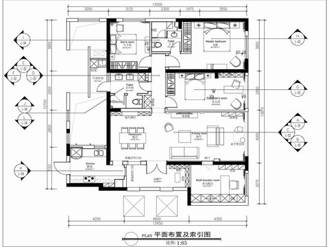  160㎡大平層CAD施工圖 