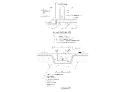  地坪高低差石材收边CAD节点大样 