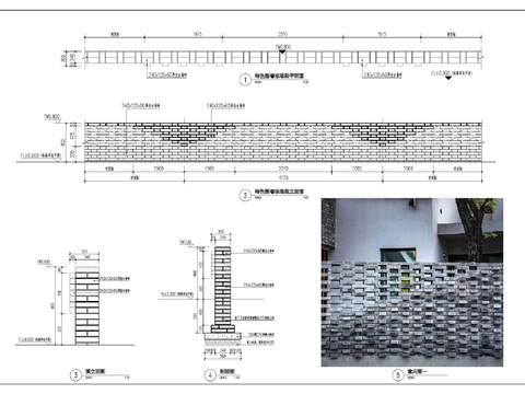  青砖景墙cad大样图 
