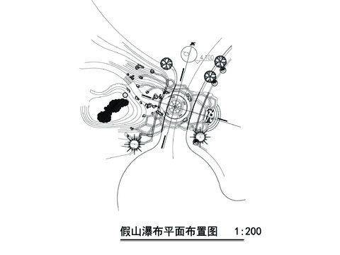  假山瀑布详图节点大样 