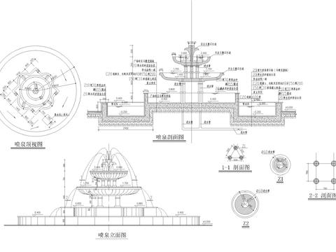  喷泉详图cad大样图 