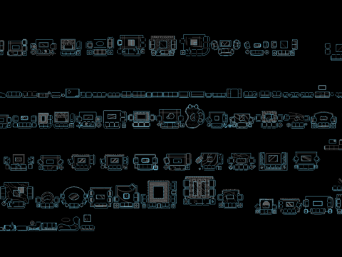 沙发平面图cad图库 