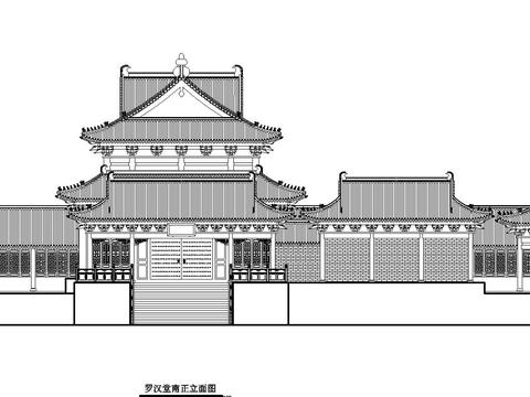  羅漢堂建筑CAD施工圖 