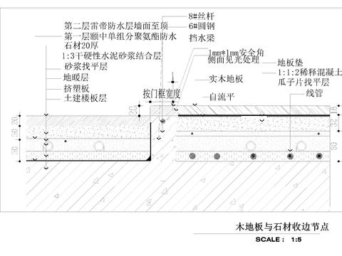  木地板与石材收边收口节点CAD施工图 