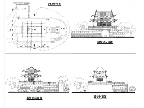  鼓樓建筑CAD施工圖 