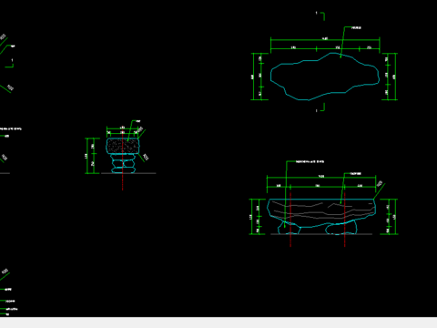  座凳平立面CAD详图 