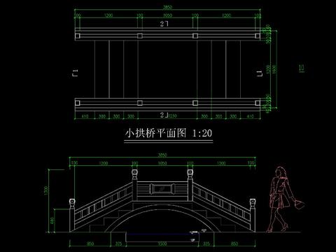  中式石拱橋CAD施工圖 