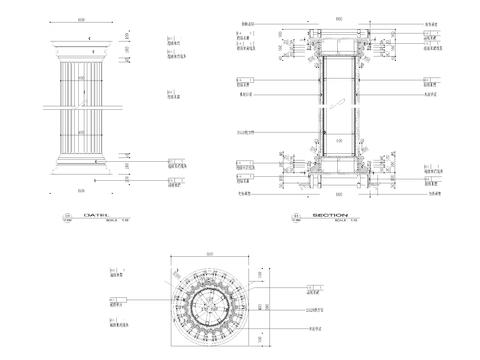  欧式立柱剖面立面节点CAD施工图 