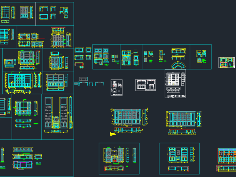  书柜书桌cad图库 