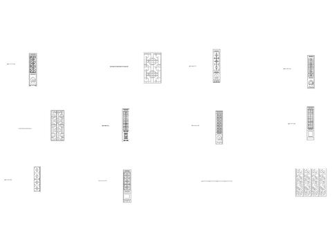  中式花形波浪纹理隔断 屏风cad图库 