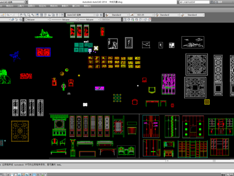  中式隔断cad图库 