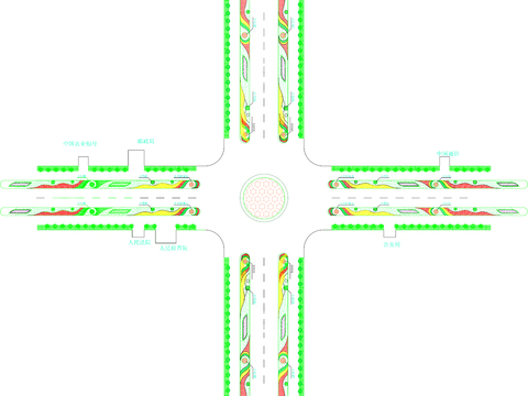  城市道路绿化CAD平面图 