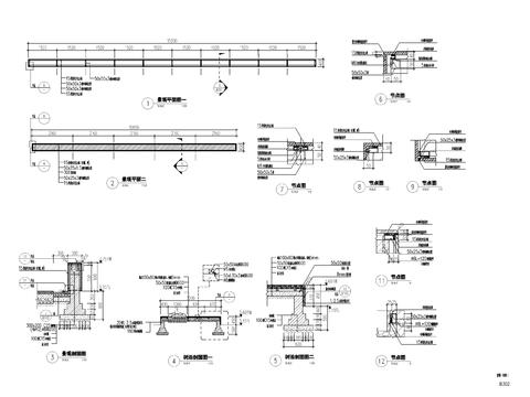  现代入口对景景墙节点大样图 