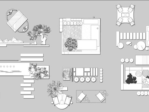 户外场景水景鱼池模块cad大样图 