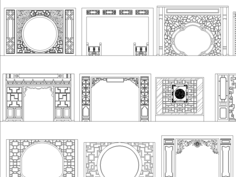  2024中式风格隔断cad图库 
