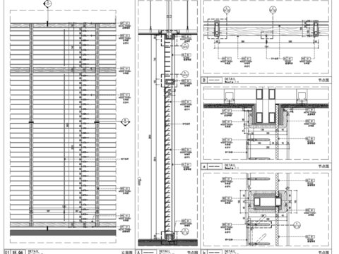  玻璃木百叶屏风隔断cad大样图 