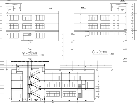  食堂建筑cad施工圖 