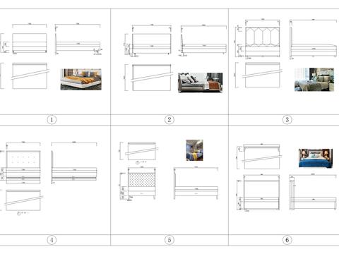  新中式床具合集cad图库 