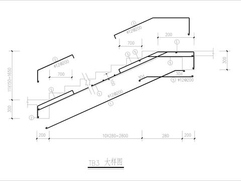  C型板梯CAD节点大样 