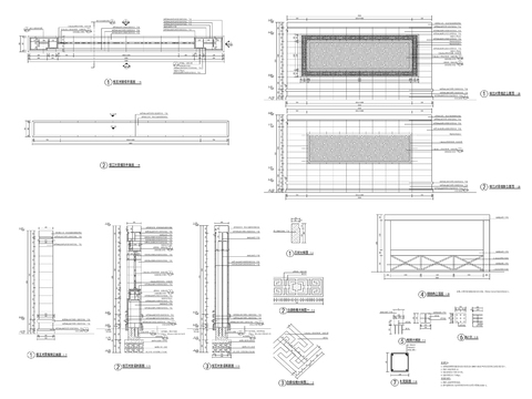  9组新中式景墙、对景景墙、镂空景墙cad大样图 