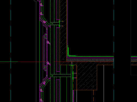  楼体外挂石材剖面图cad大样图 