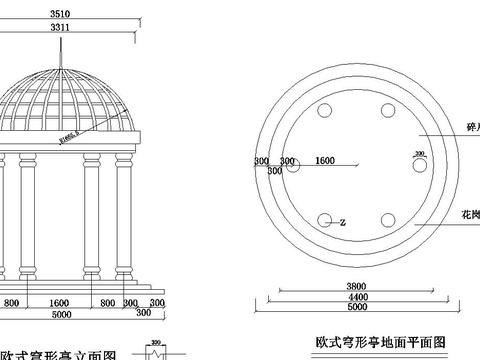  涼亭cad施工圖 