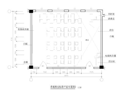  小學(xué)各教室標(biāo)準(zhǔn)平面布置cad施工圖 