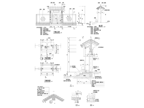  中式门楼cad大样图 